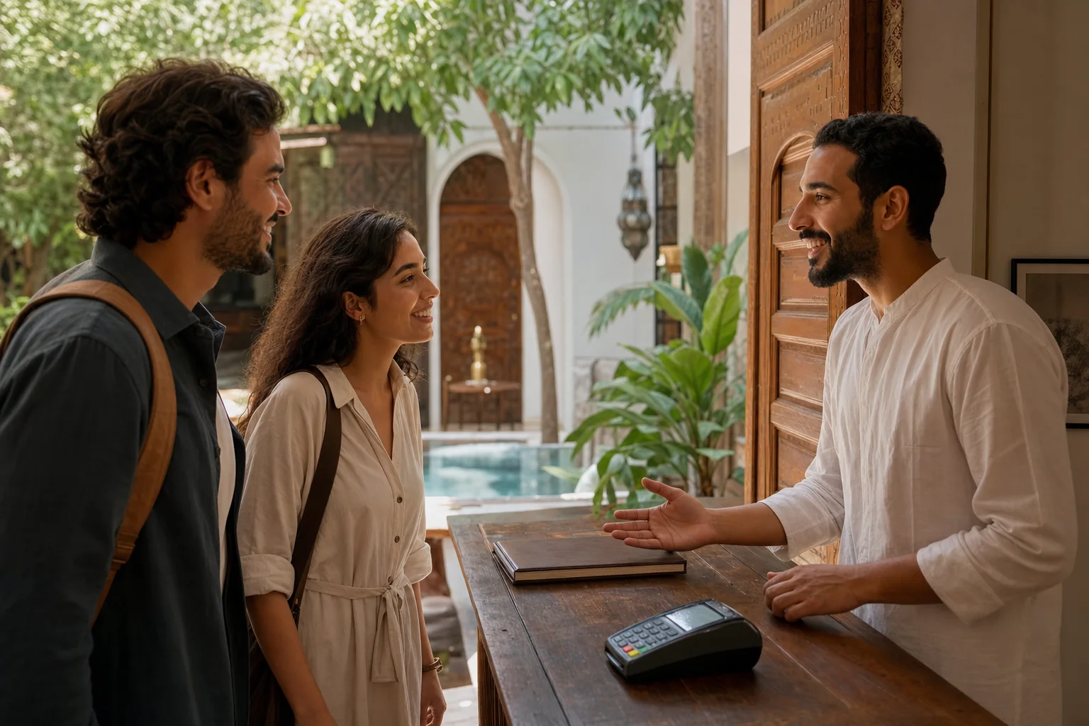 Riad concierge welcoming direct-booking guests