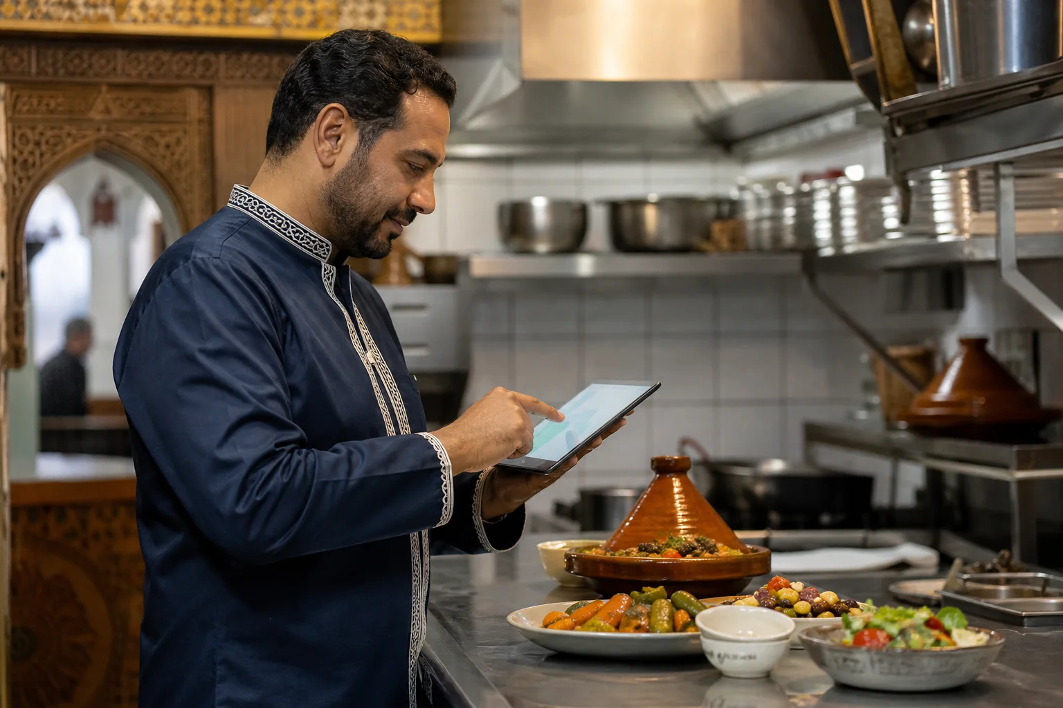 Restaurant owner managing direct orders