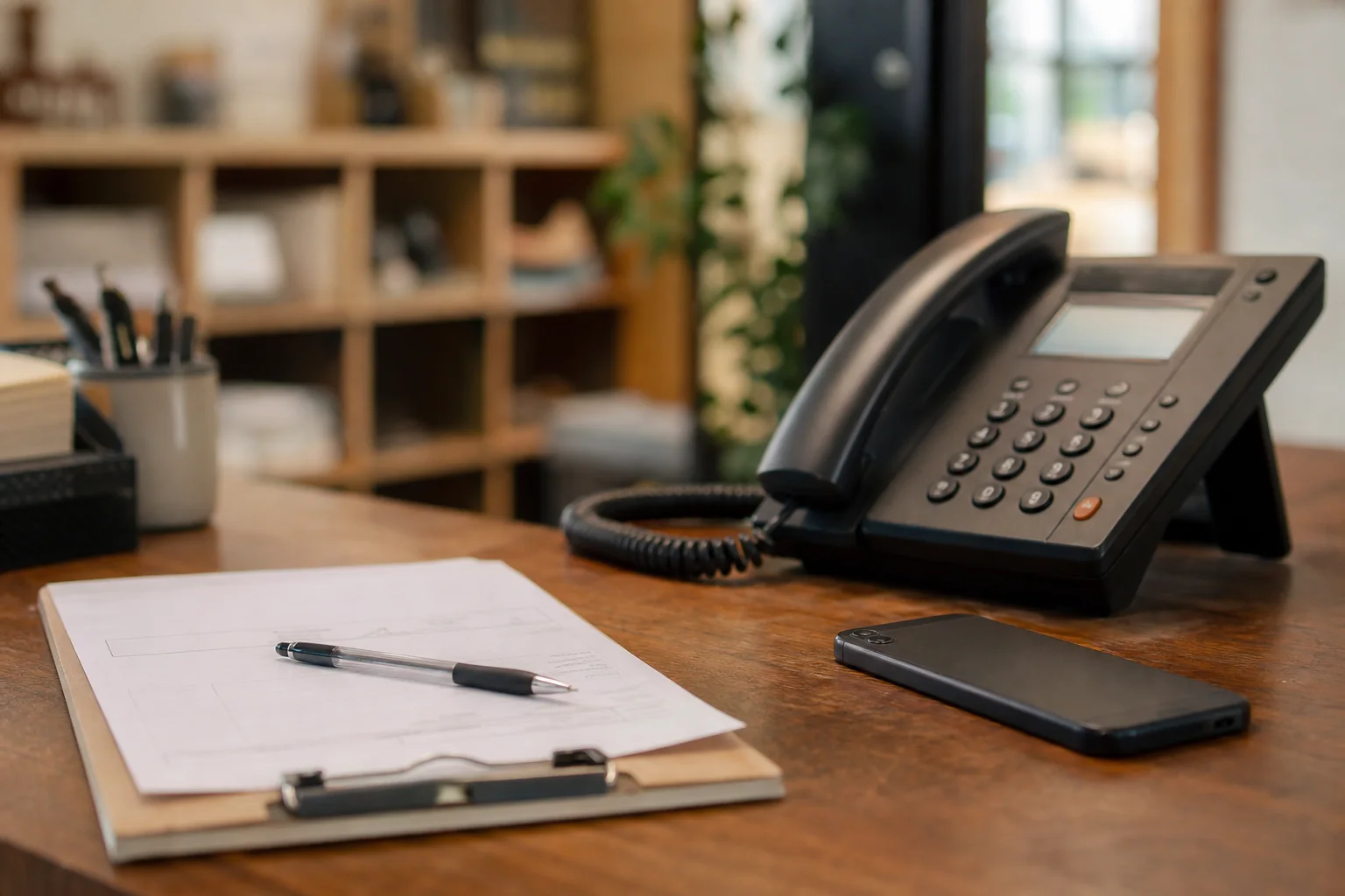 Customer enquiry tools on a local business counter