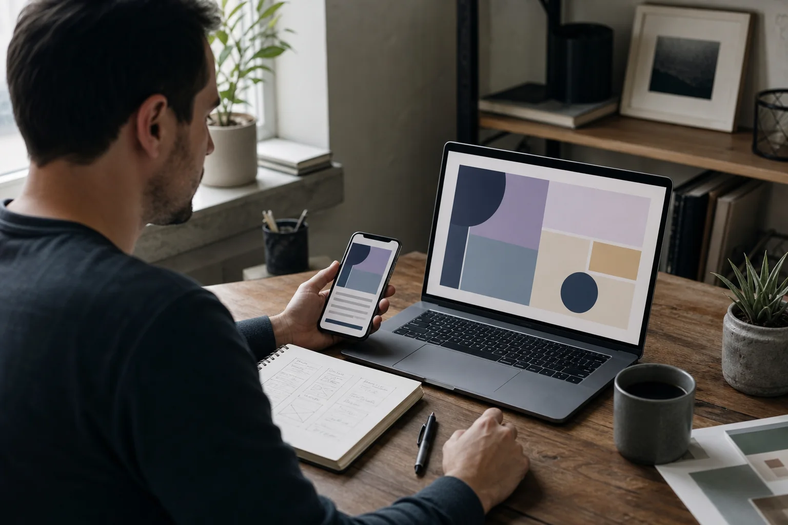Designer testing a mobile business page
