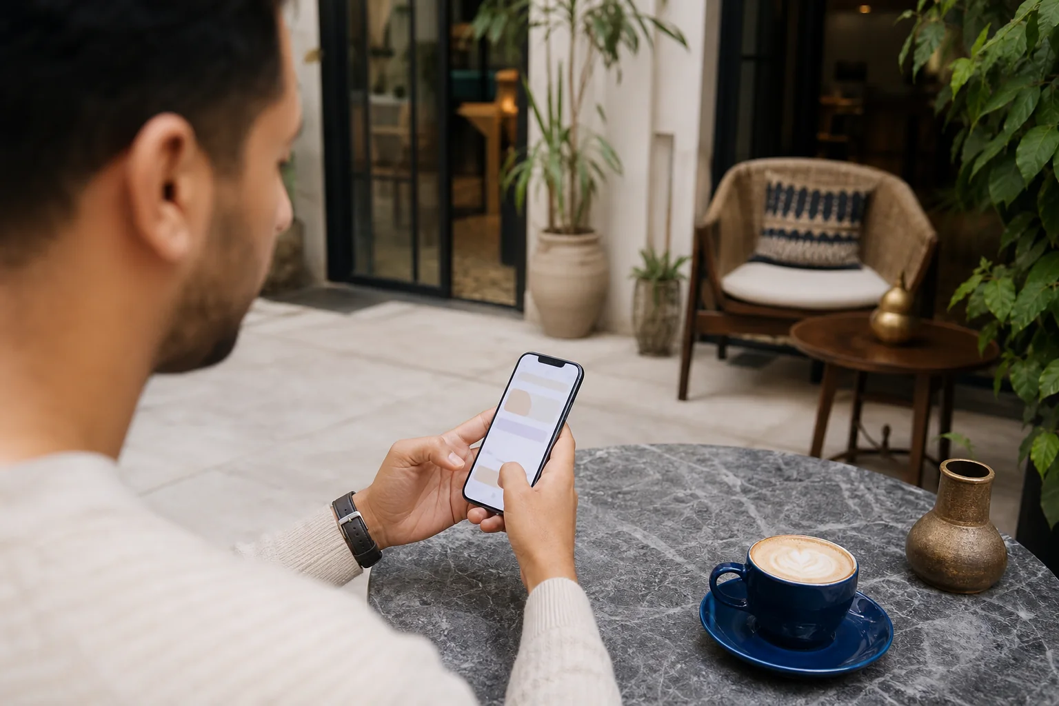 Customer browsing a mobile business website