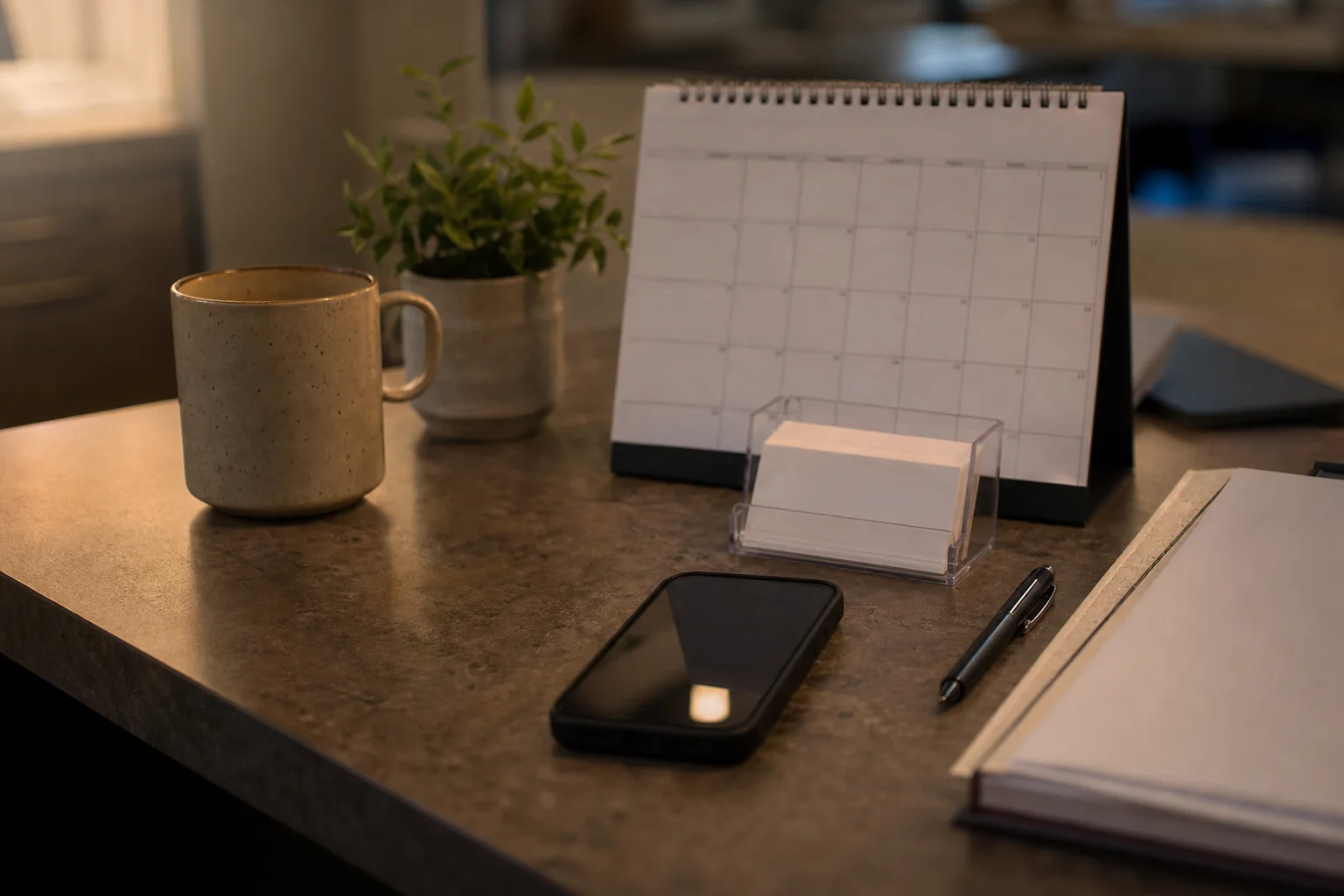 Appointment reminder tools on a clinic desk