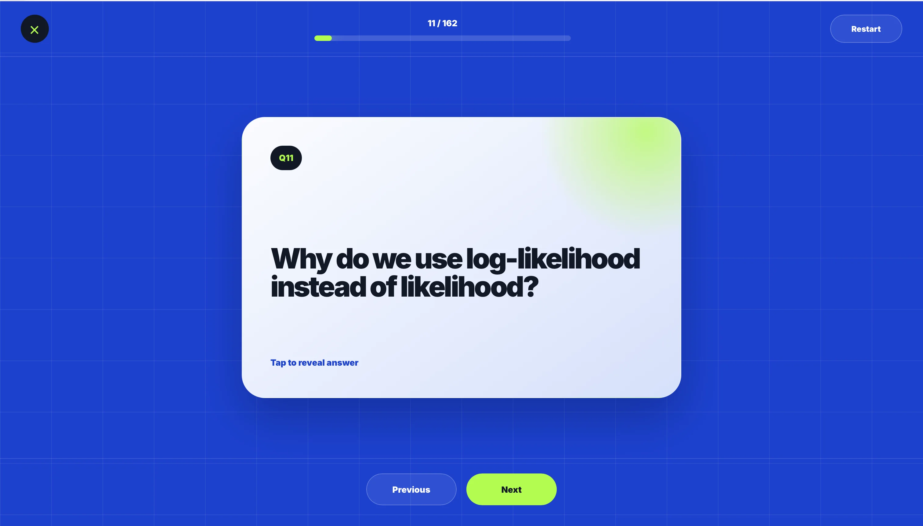 Interview Flashcards focused question state
