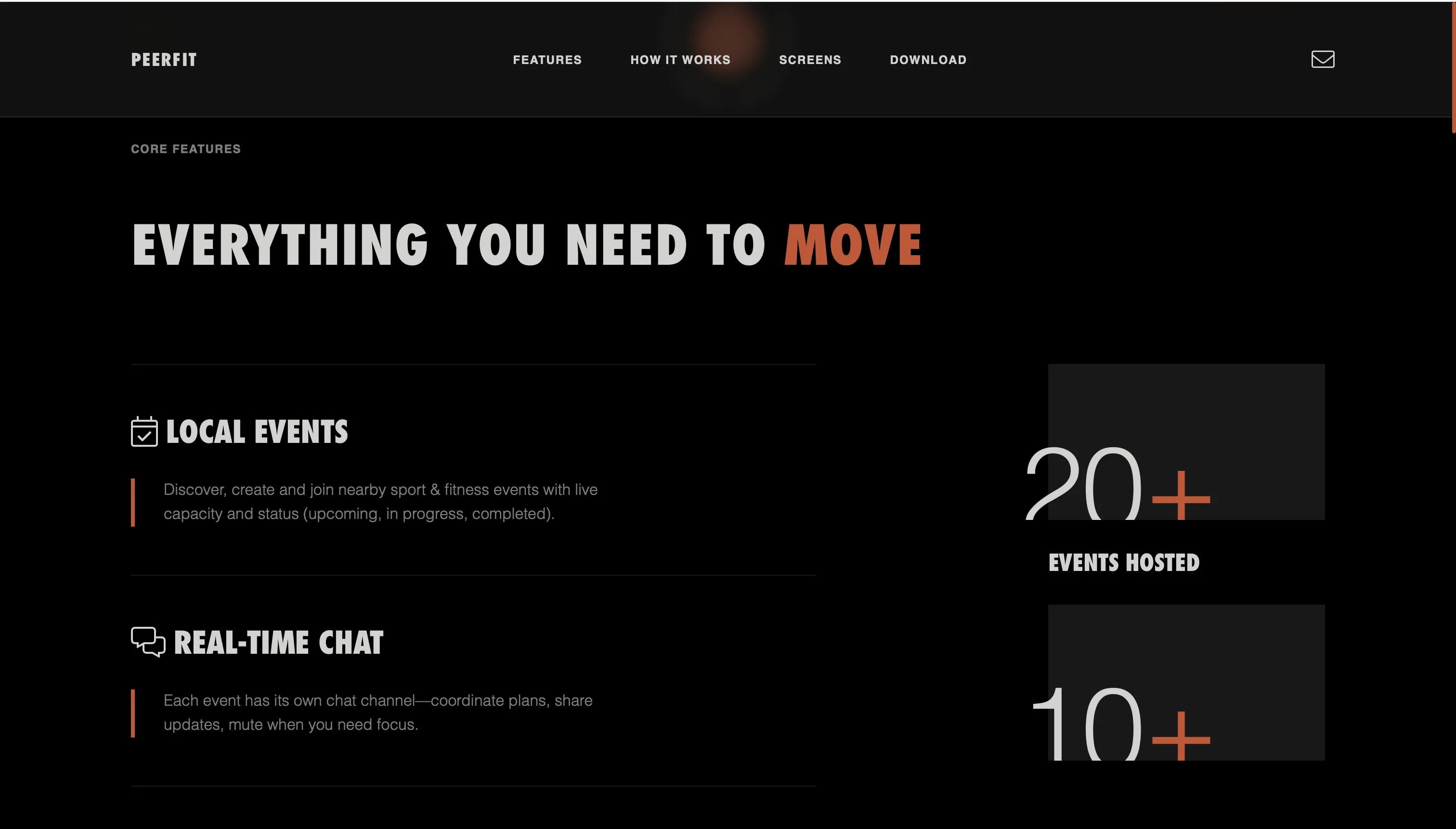PeerFit website core features section