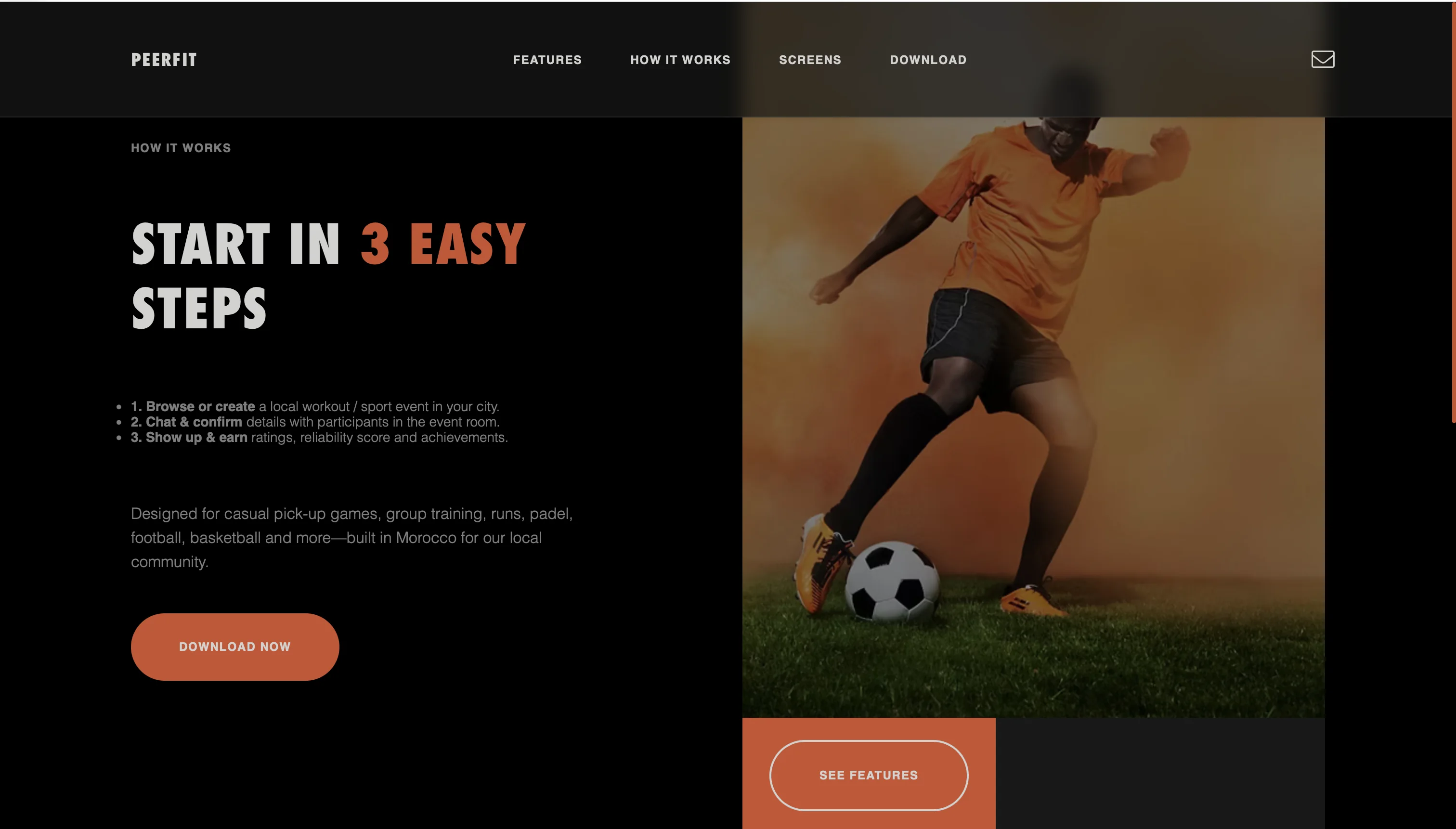 PeerFit website how it works section