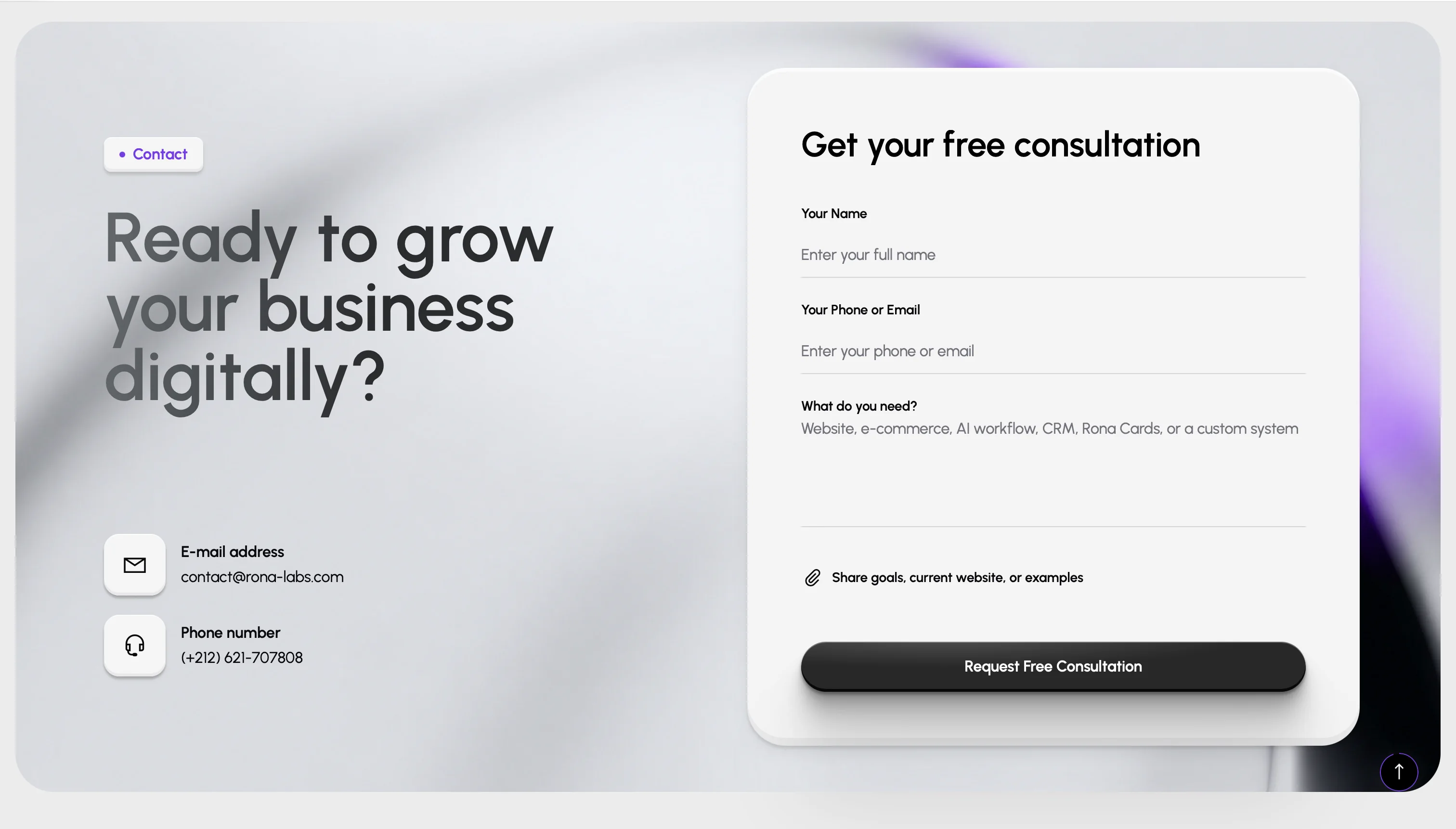 RONA Labs consultation form
