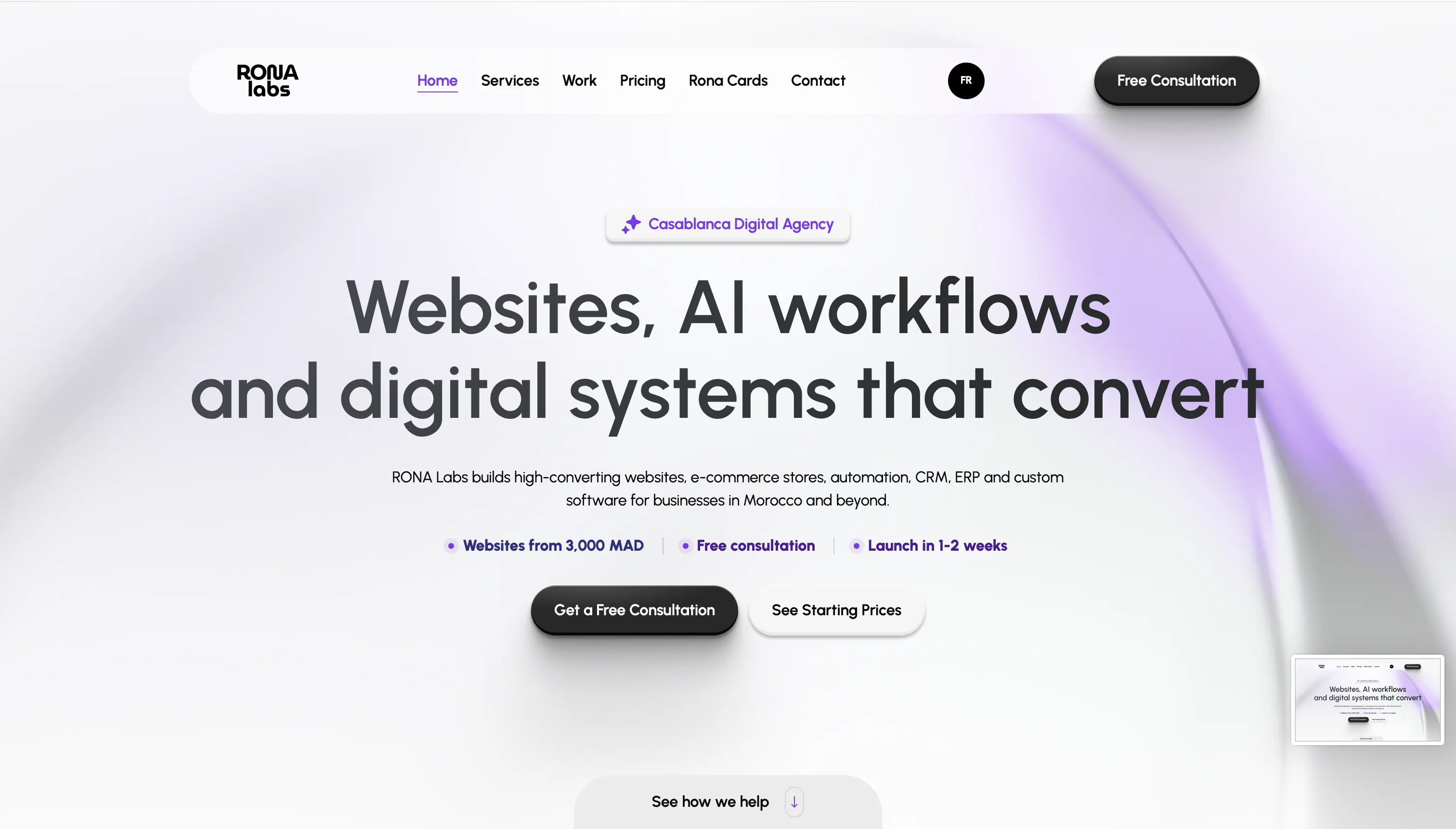 RONA Labs digital services website