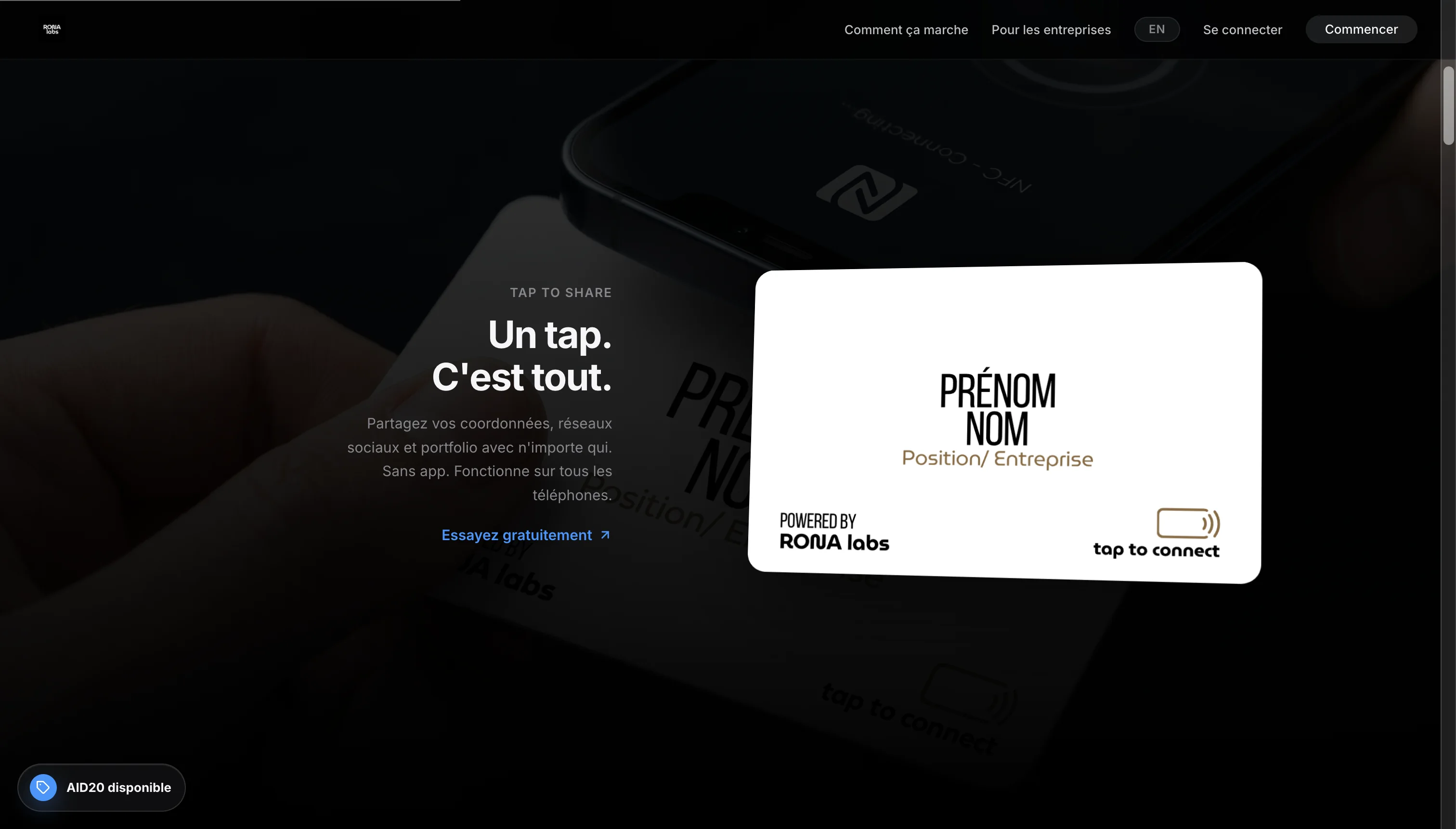 Rona Cards tap-to-share product view